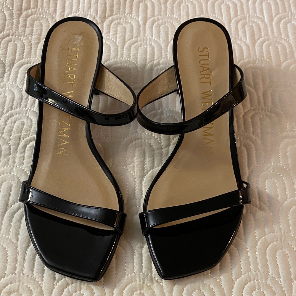 Stuart Weitzman Black Patent Leather Sandals 5.5